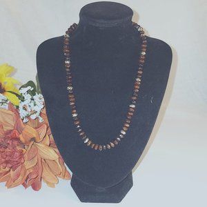 Cookie Lee Necklace, Antique Chain color Beads many shades of browns , One size